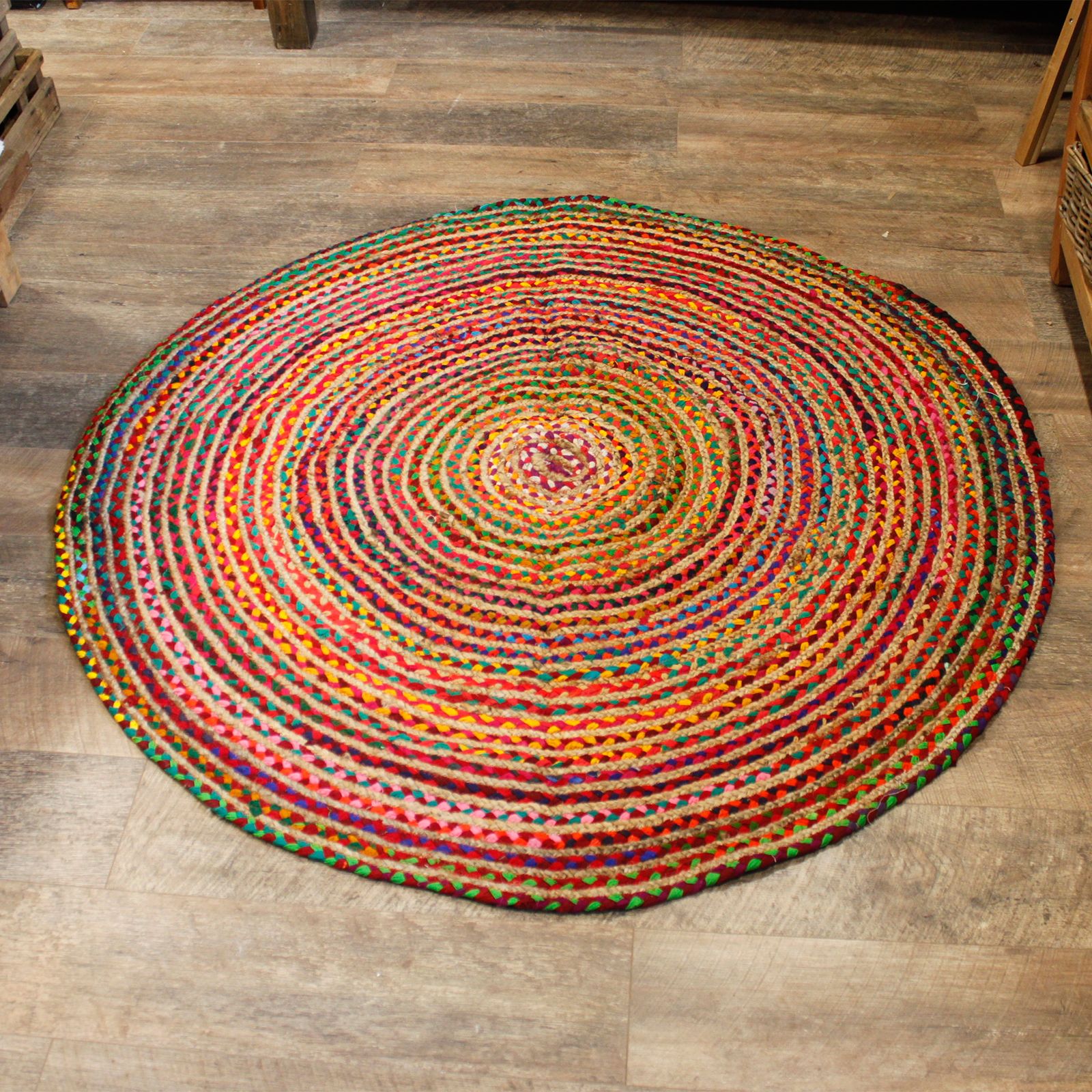 Alfombra Redonda de Yute y Algodón Reciclado - 150 cm - Imagen 3