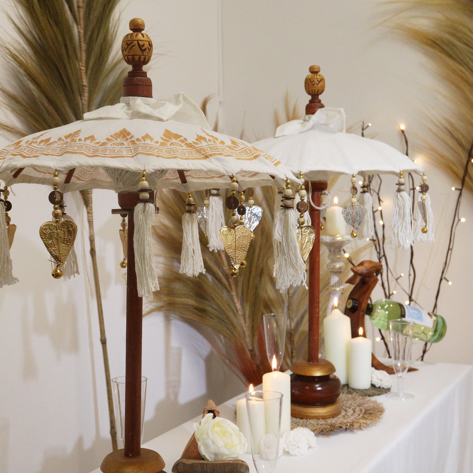 Sombrilla Bali Decoracion de Hogar - Lona - Decoración Dorada - 40cm - Imagen 3