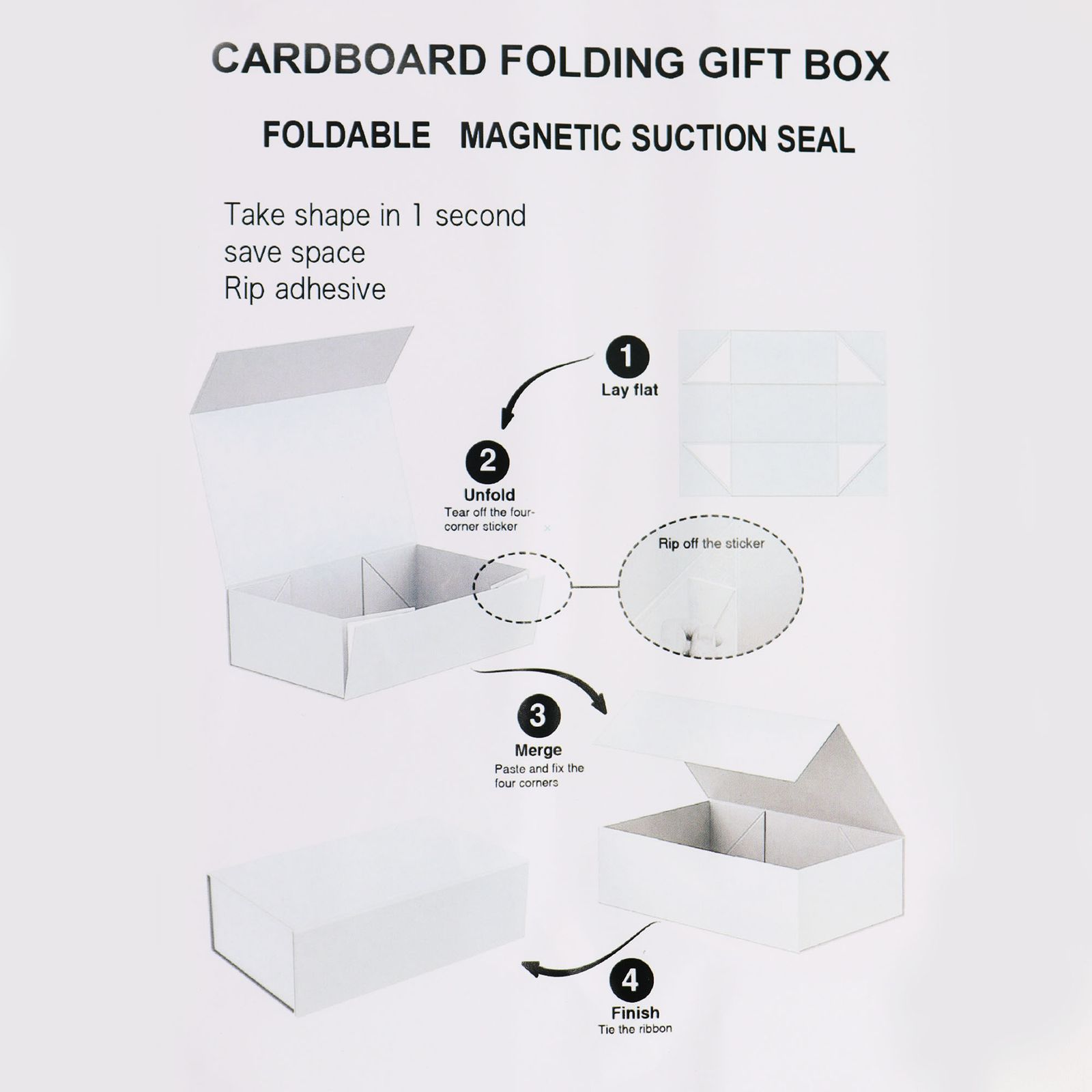 Caja de regalo plegable con Lazo 28.2x20.2x9.2 cm - Marfil - Imagen 6