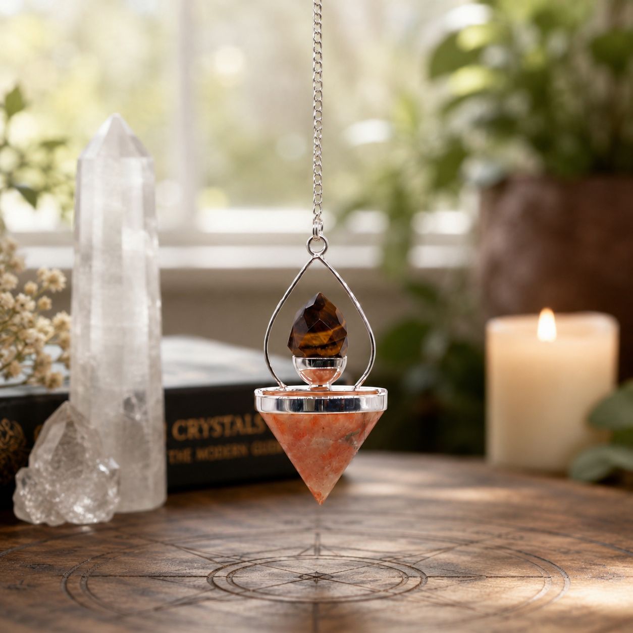 Gemstone Lantern of Life Pendulum - Sunstone & Tigereye - Imagen 3