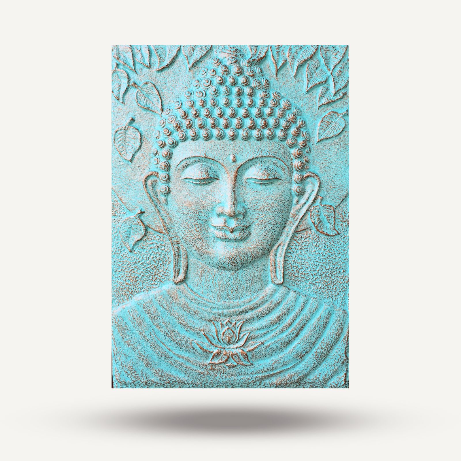 Gran Buda Marco de cemento fibrótico Turquesa Relieve - 0.7x1m - Imagen 2
