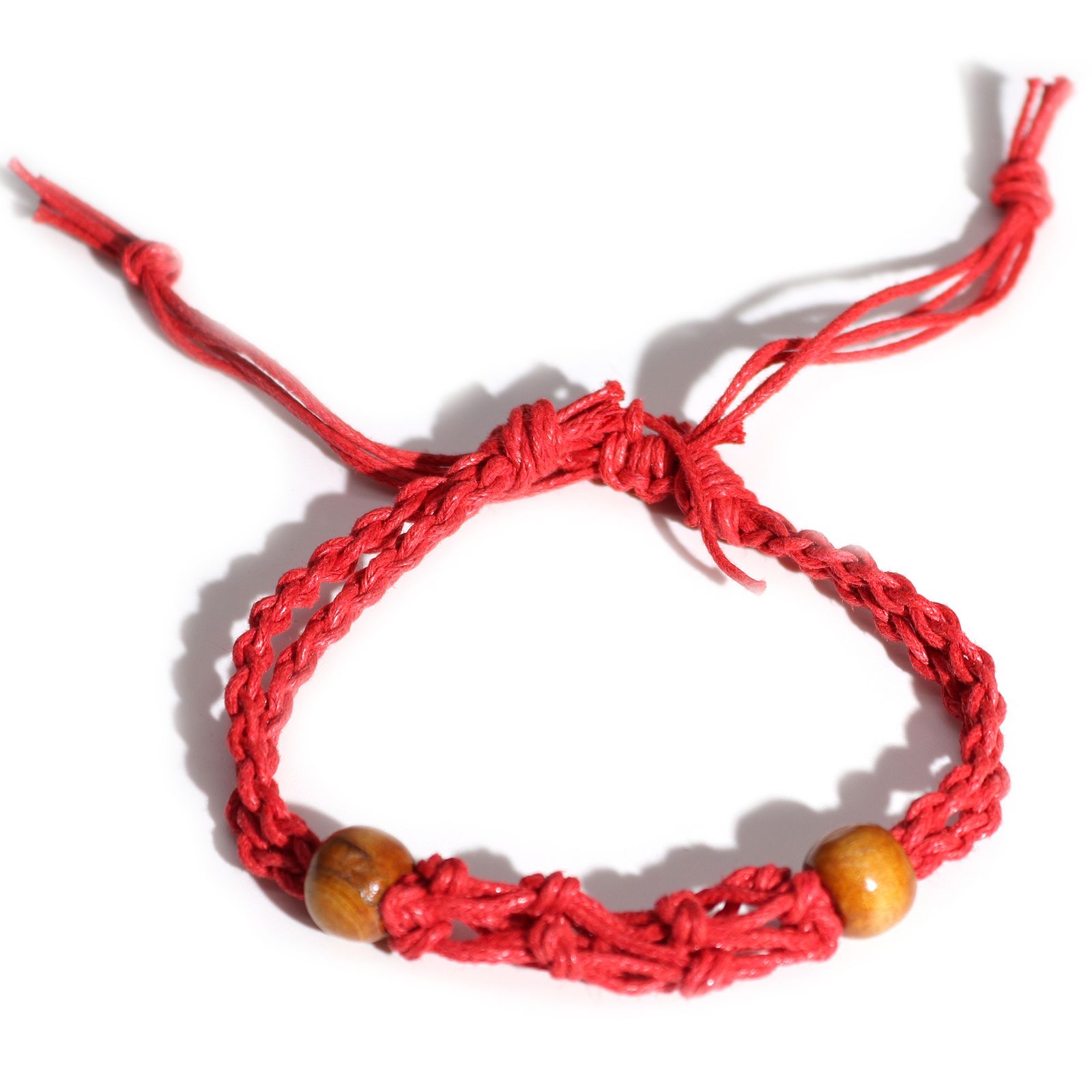 Pulsera de Macrame para Piedras Preciosas 20-28cm - Rojo - Imagen 5