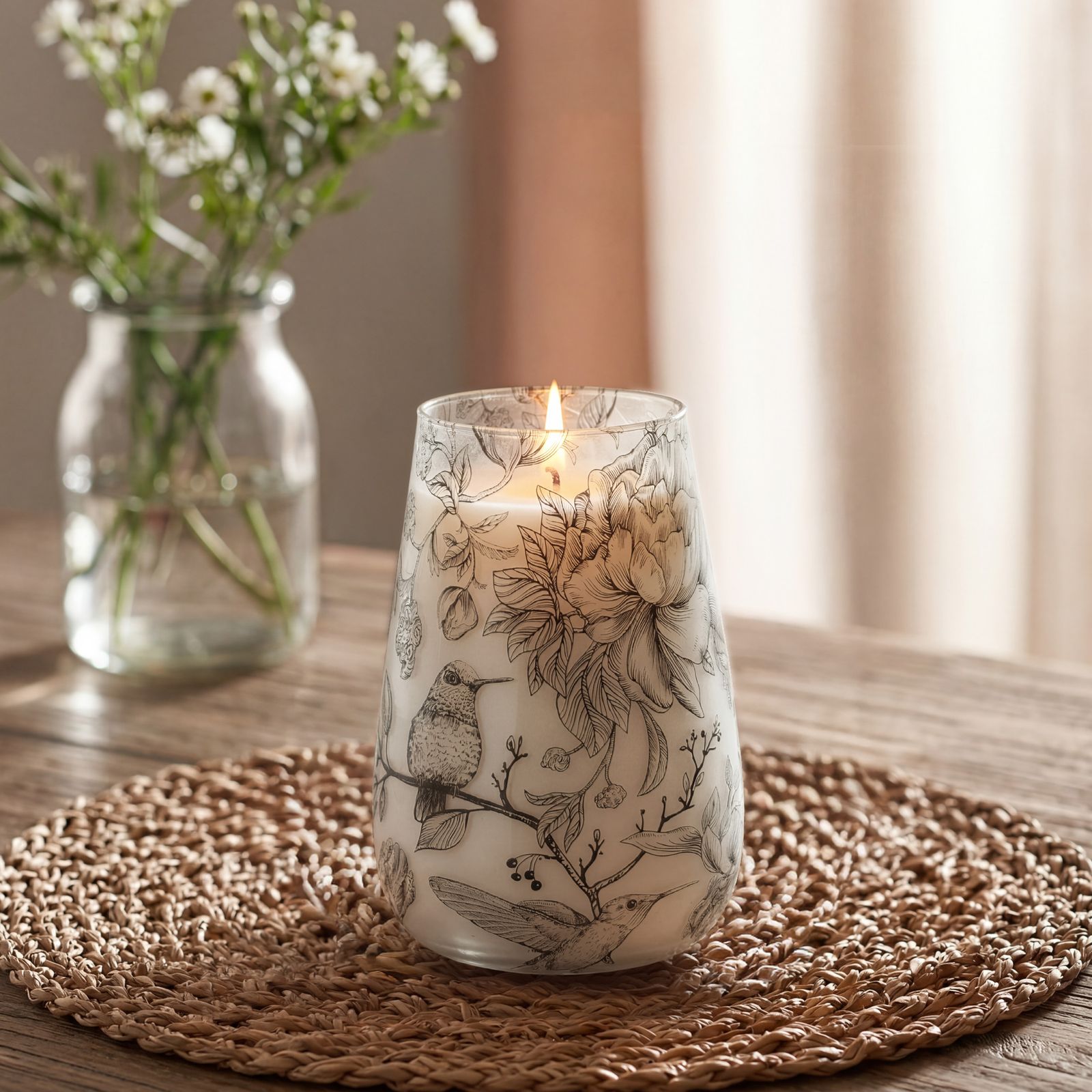 Velas en frasco de vidrio alto - Dibujadas por la llama - Imagen 2