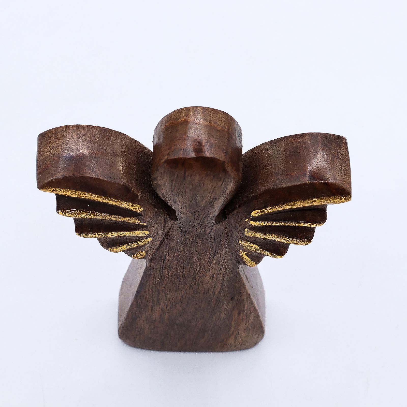 Ángel de madera de mango mediano - decoración dorada - Imagen 5