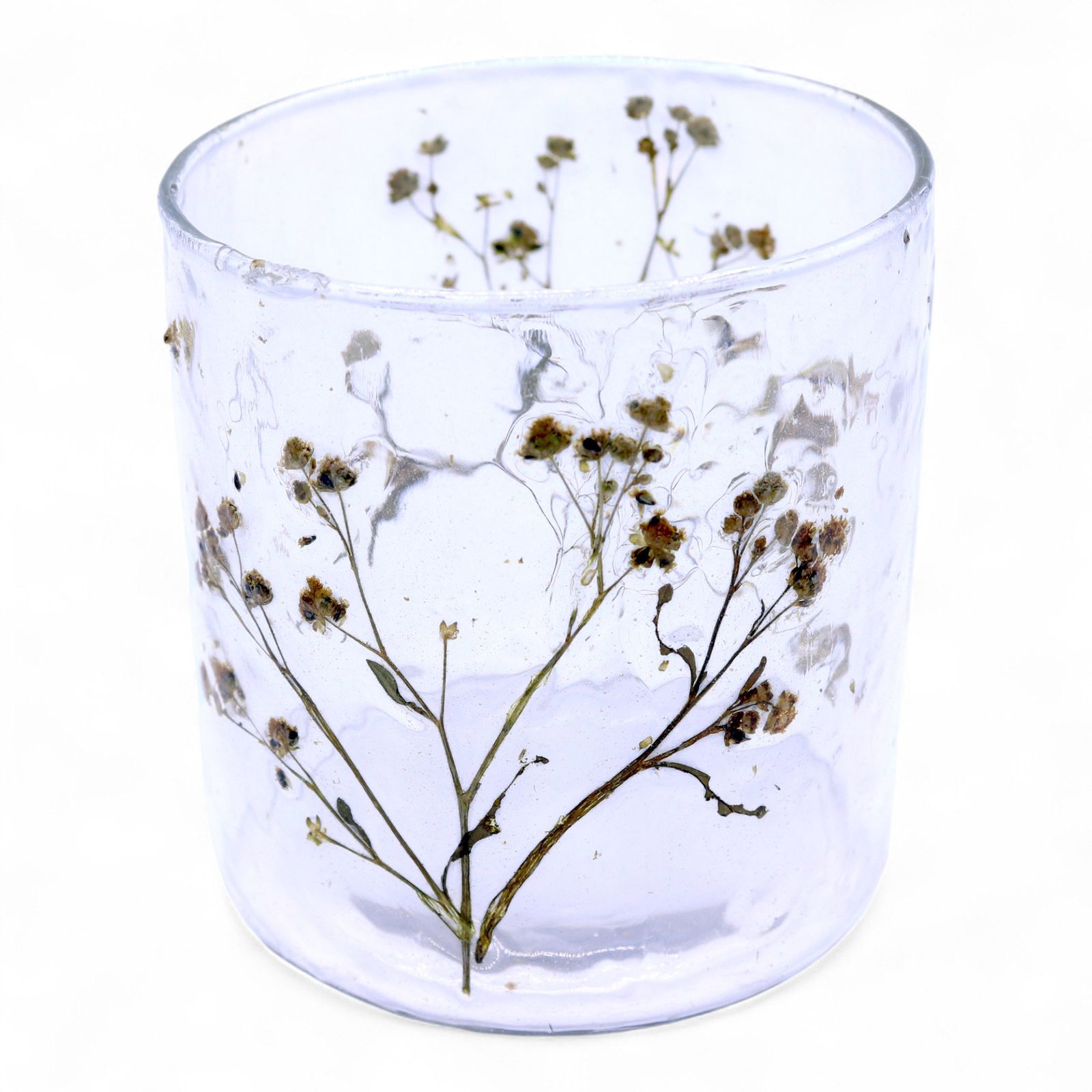 Portavelas recto de Vidrio floral natural - Margarita - (8x8 cm)