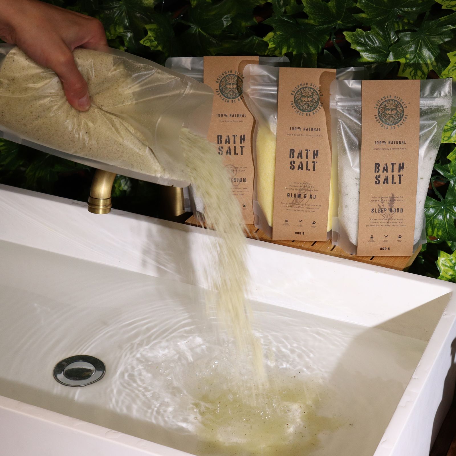 Greenman Rituals Aromaterapia de mentol en sales de baño de Epsom – Recuperación - Imagen 3