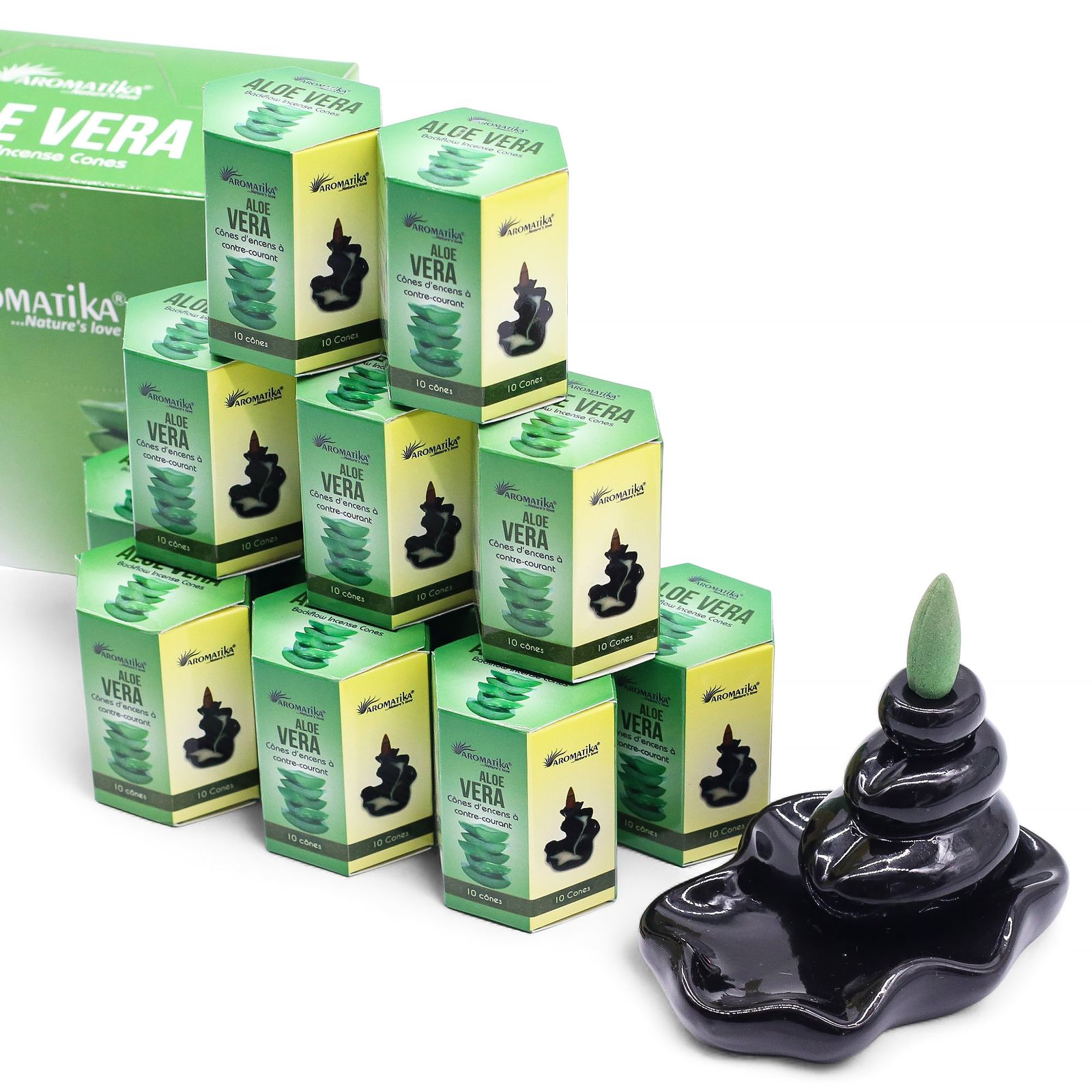 Pack de 10 Incienso Masala Backflow - Aloe Vera - Imagen 3
