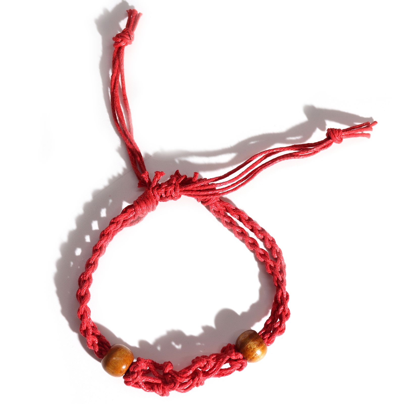 Pulsera de Macrame para Piedras Preciosas 20-28cm - Rojo - Imagen 4