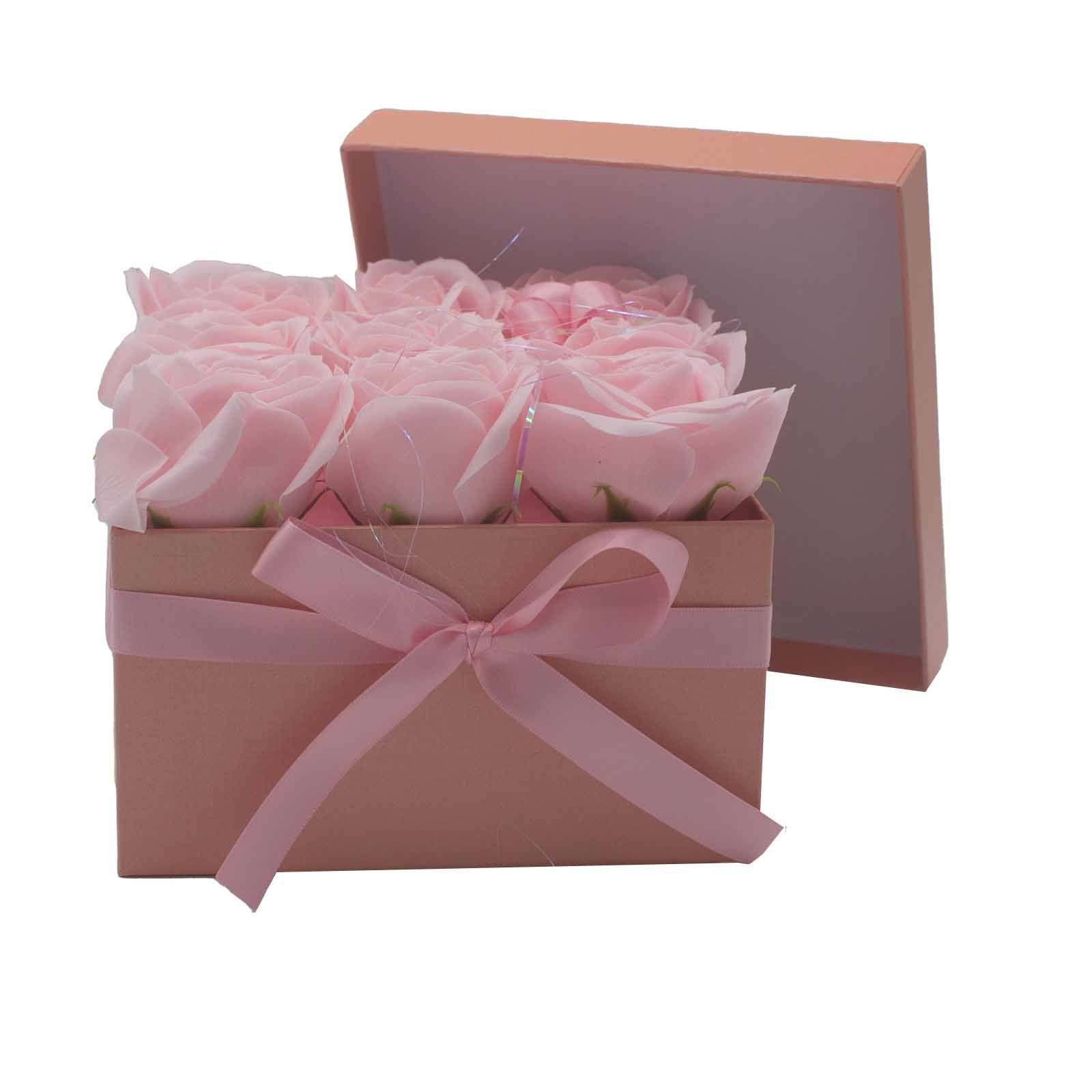Caja de Regalo - Flor de Jabón 9 Rosas Rosas - cuadrado - Imagen 9