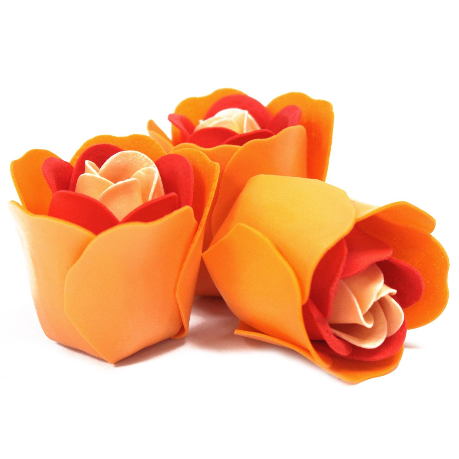 Set de 3 flores de Jabón caja corazón - rosas melocotón - Imagen 2