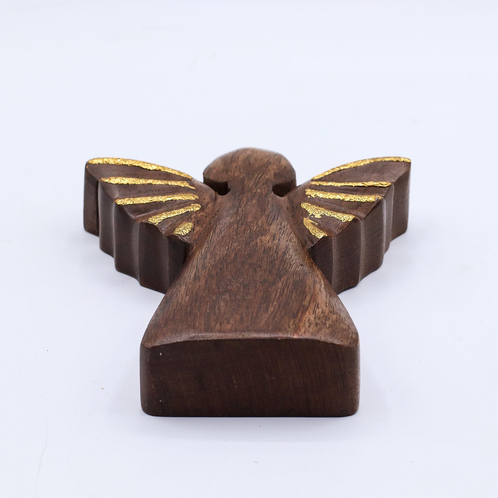 Ángel de madera de mango mediano - decoración dorada - Imagen 6