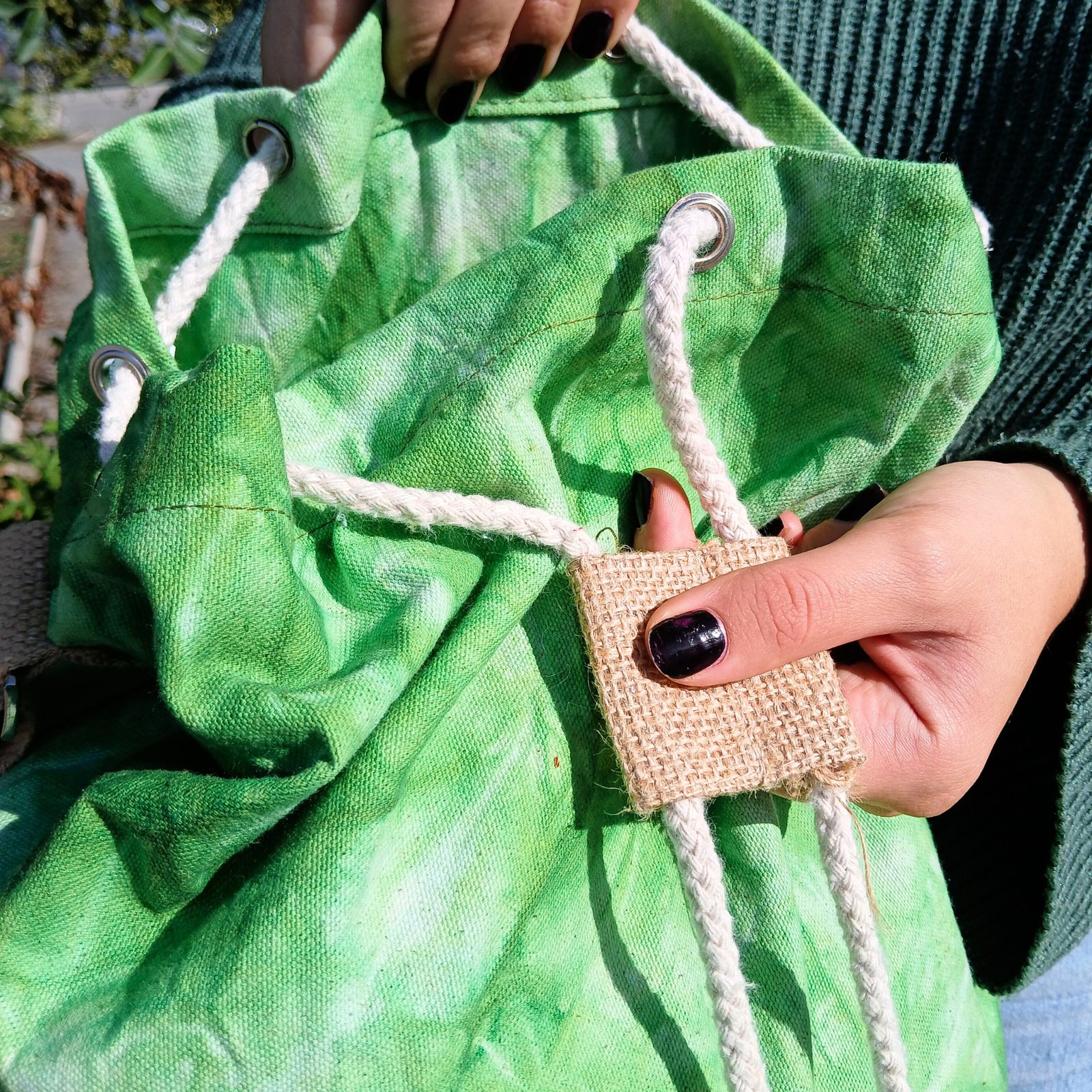Mochila 100% Natural - Efecto Lavado Verde - Árbol de la Vida - Imagen 2
