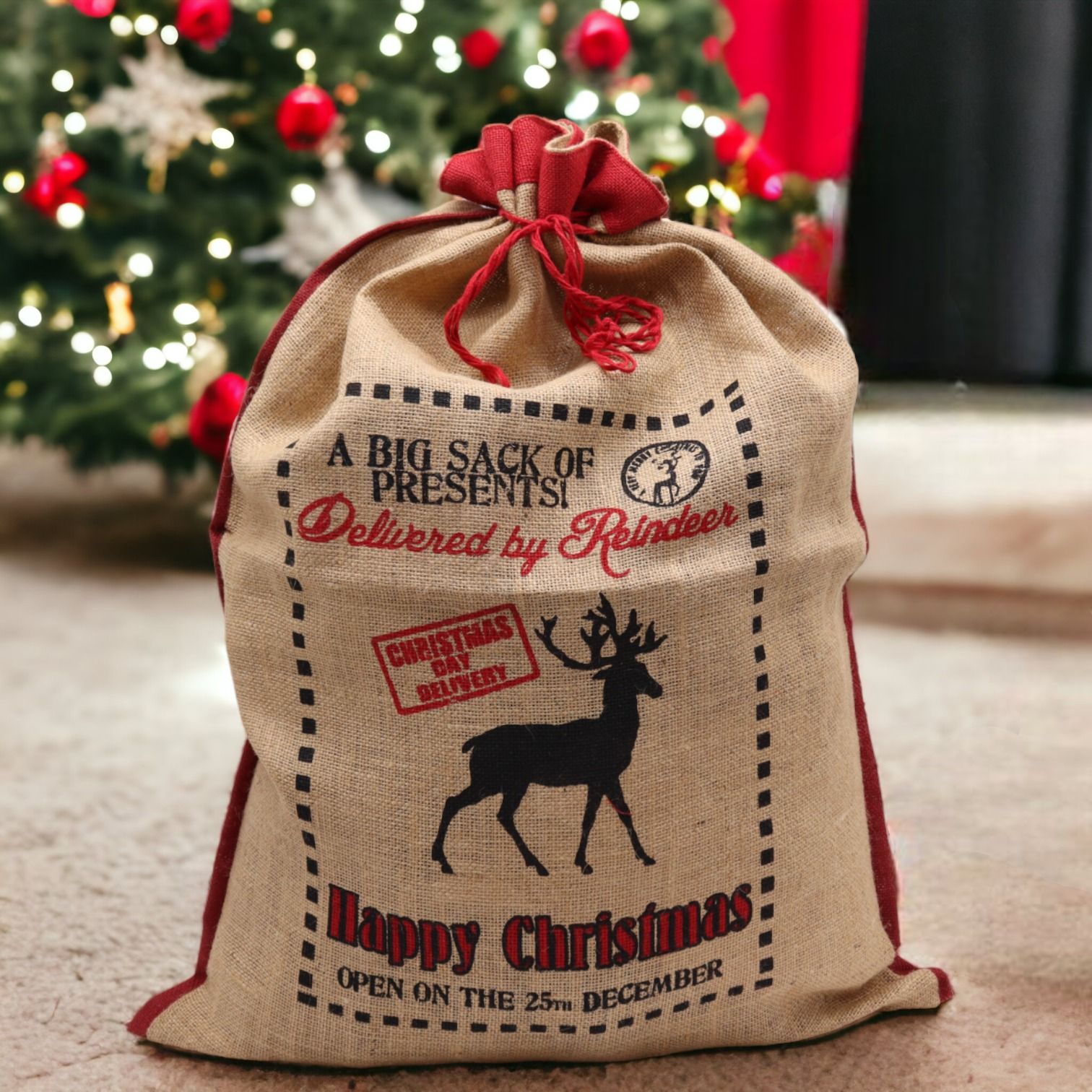 Saco de yute santa - Deliveried By Reindeer - Imagen 2