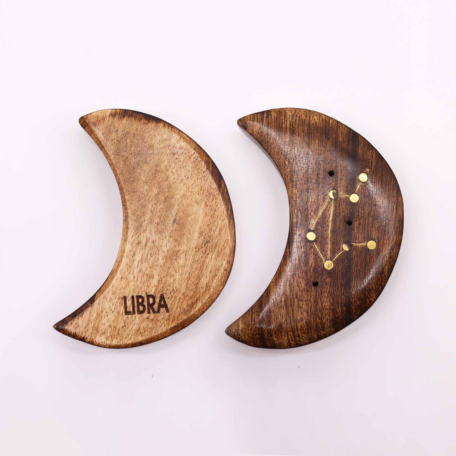 Quemador de incienso con signos del zodíaco de latón grabado - Luna - Imagen 3