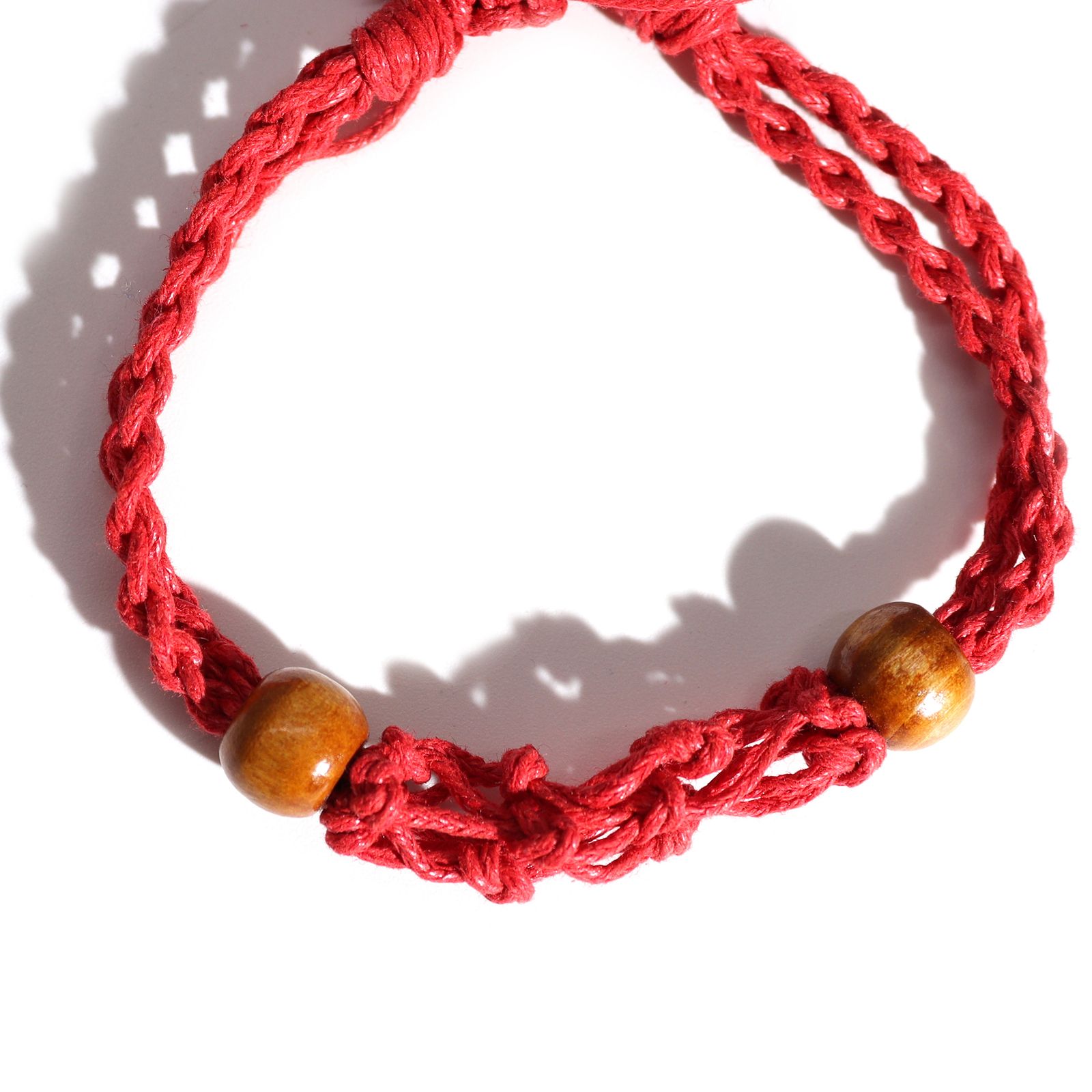 Pulsera de Macrame para Piedras Preciosas 20-28cm - Rojo - Imagen 3