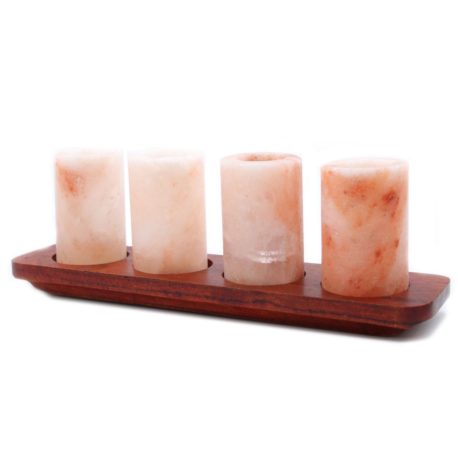 Juego de 4 vasos de chupito de sal del Himalaya y soporte de madera para servir - Imagen 7