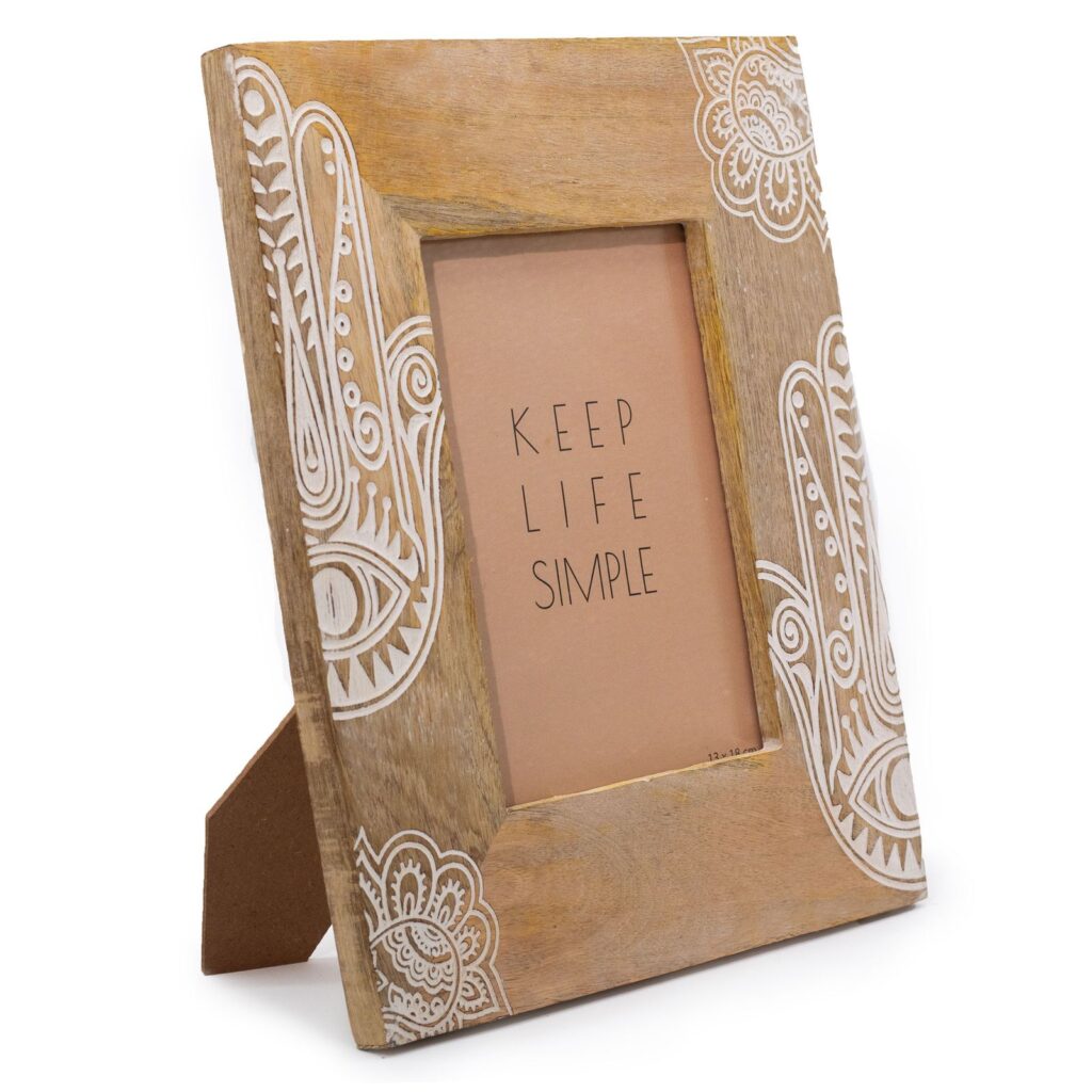 Marco Grande de Madera de Mango (para 13x18cm) 28x23x2cm - Hamsa Blanco