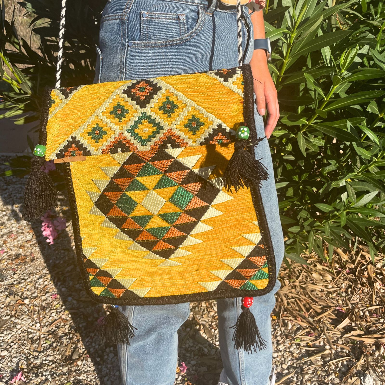 Bolsa Kilim Messenger Festival amarilla - Imagen 2