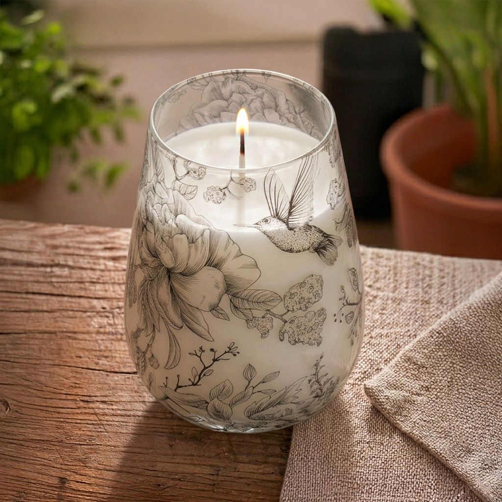 Velas en frasco de vidrio alto - Dibujadas por la llama - Imagen 4