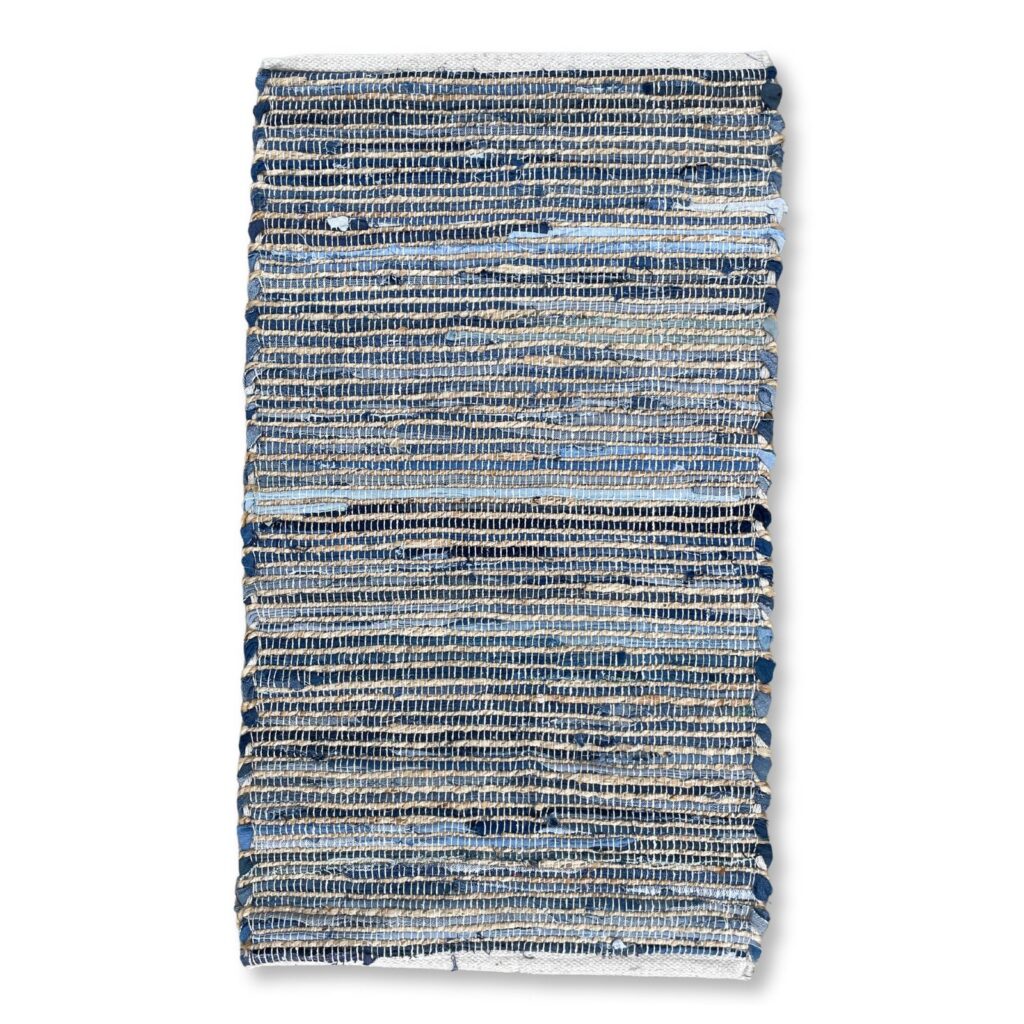 Alfombra mediana de yute de algodón reciclado - 90x150cm - Azul