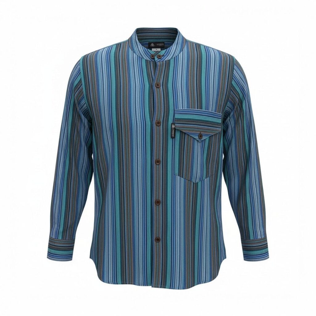Nomad Sari Grandad Shirt - Turquesa - Mediano
