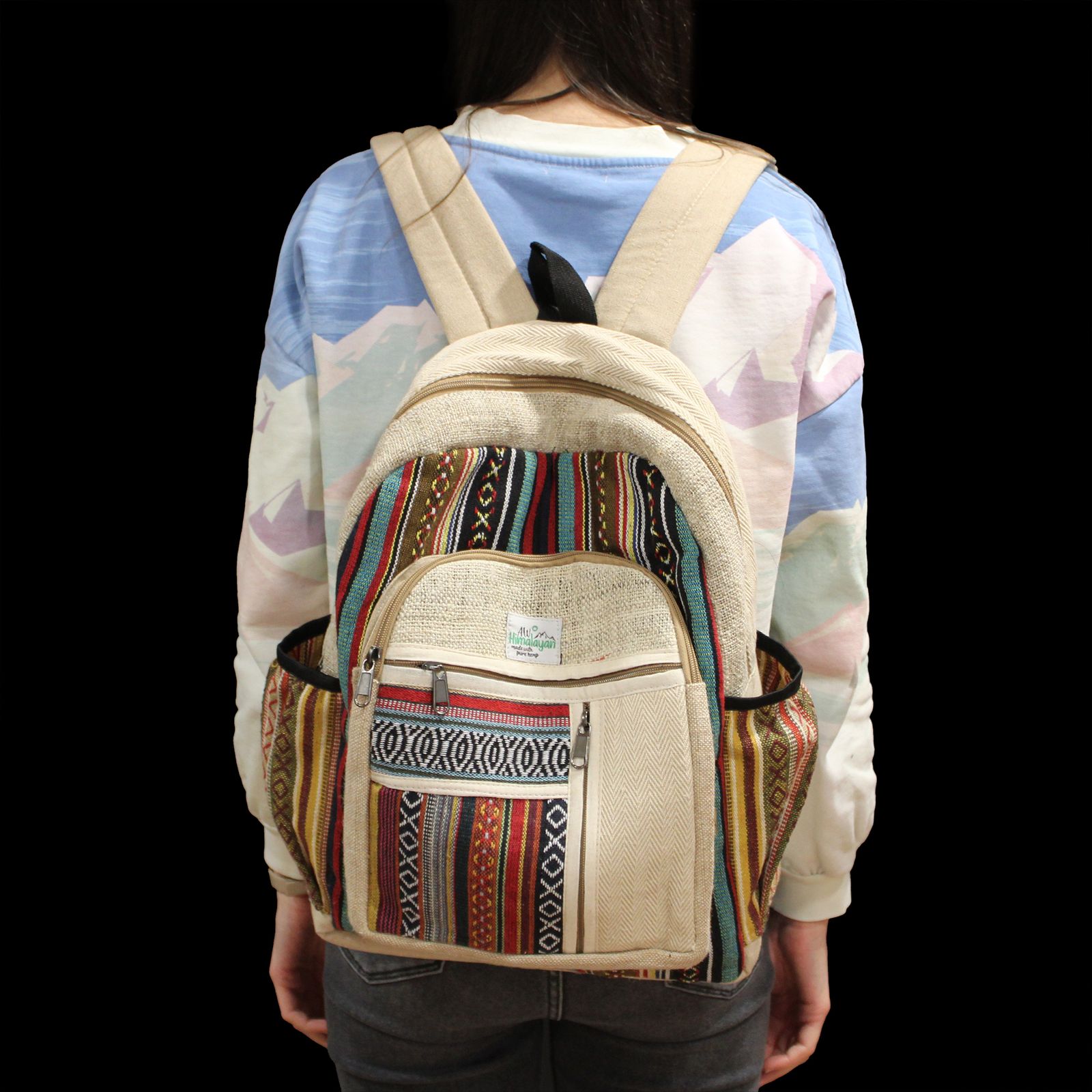 Mochila grande de cáñamo - Estilo cremalleras rectas - Imagen 3