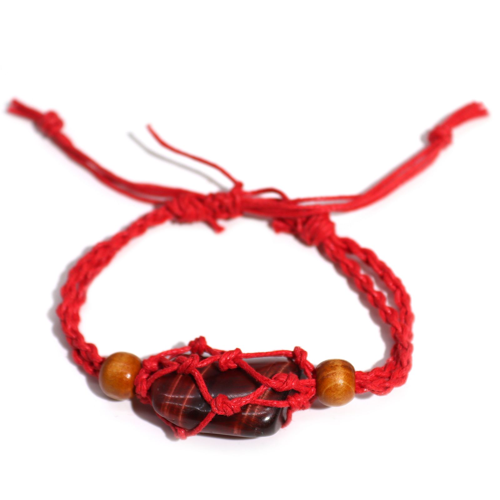 Pulsera de Macrame para Piedras Preciosas 20-28cm - Rojo - Imagen 2