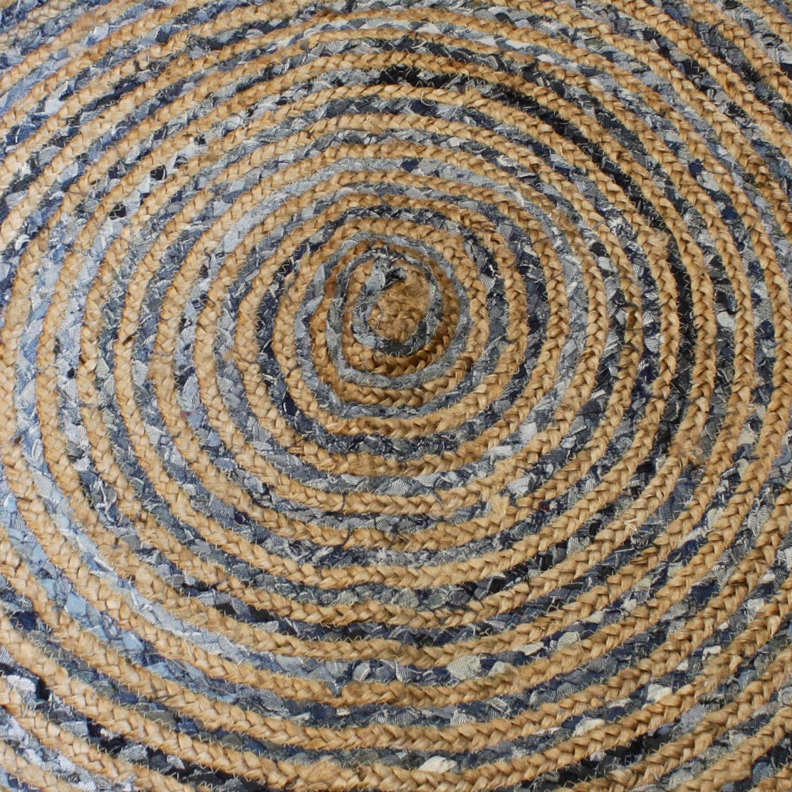 Alfombra Redonda de Yute y Reciclaje de Mezclilla - 90 cm - Imagen 4