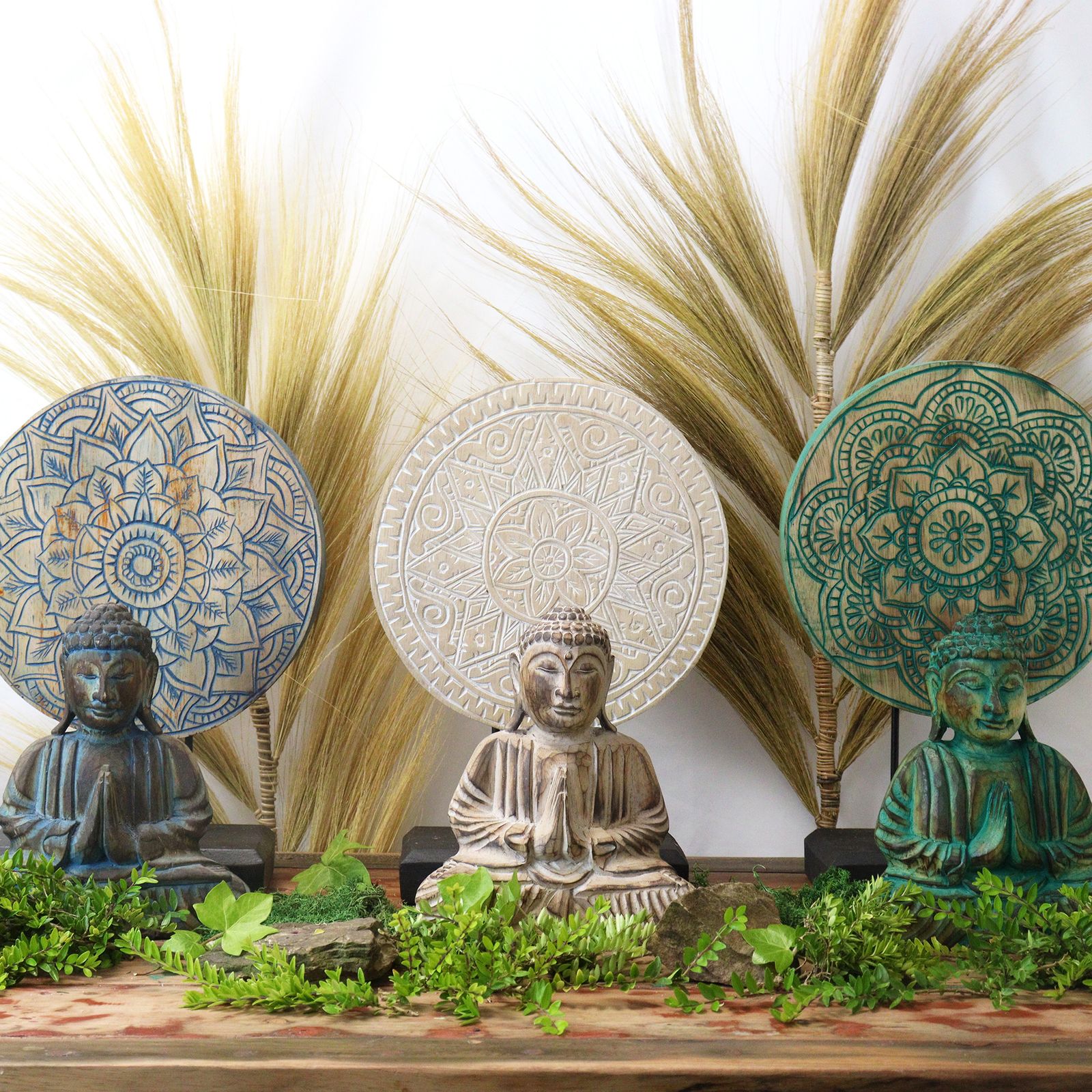 Buddha Feng Shui Set - Mandala Floral - Azul - Imagen 4