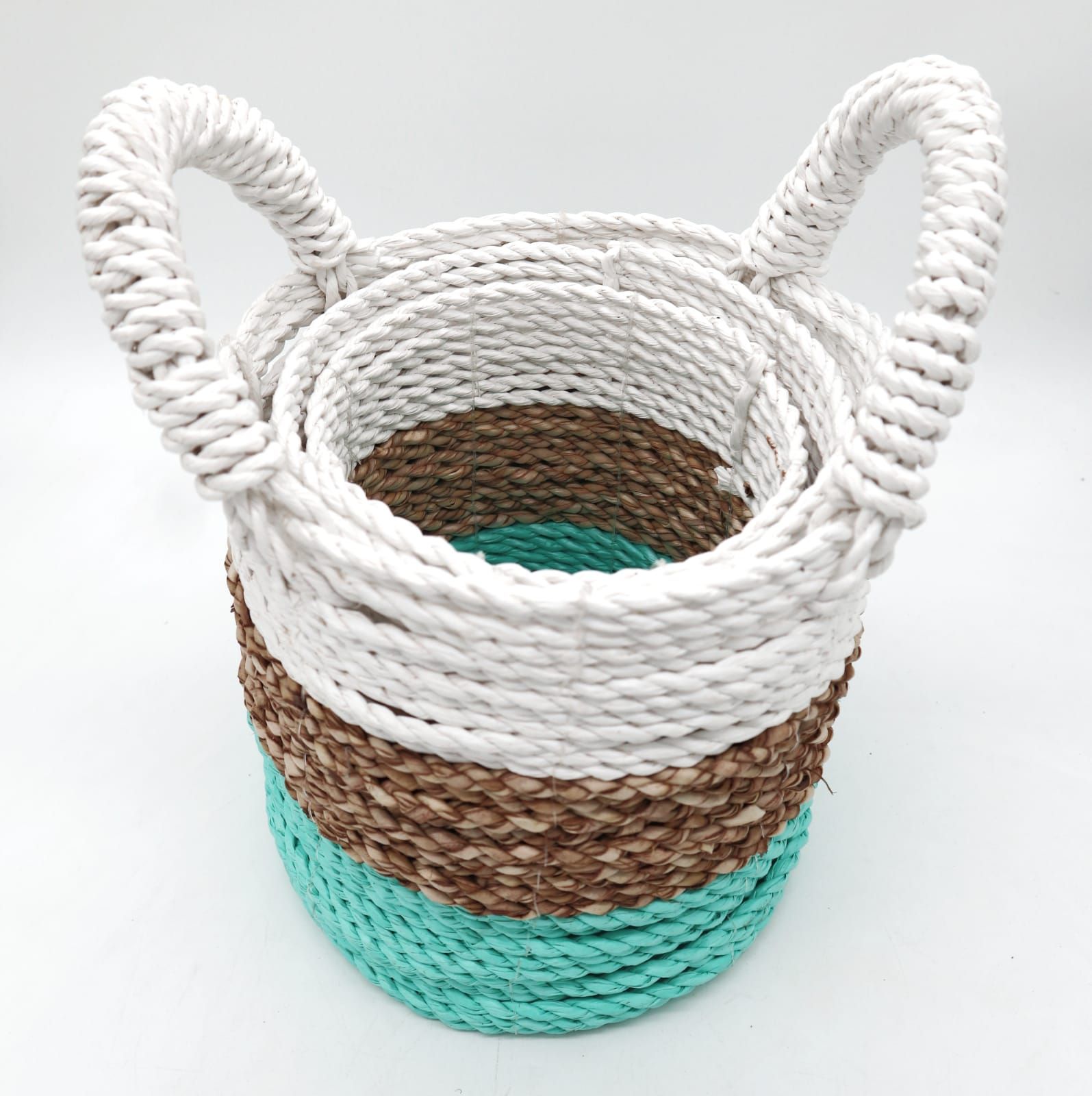 Juego de cestas de algas marinas - Verde/Natural/Blanco - Imagen 6