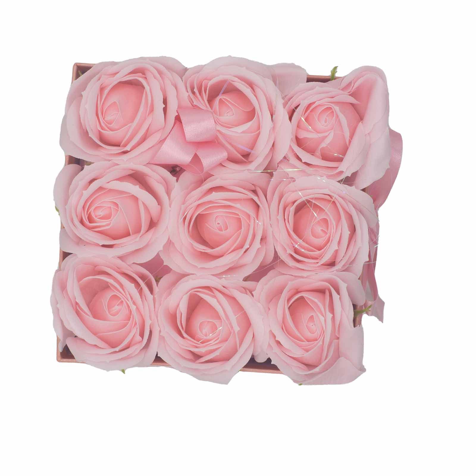 Caja de Regalo - Flor de Jabón 9 Rosas Rosas - cuadrado - Imagen 11
