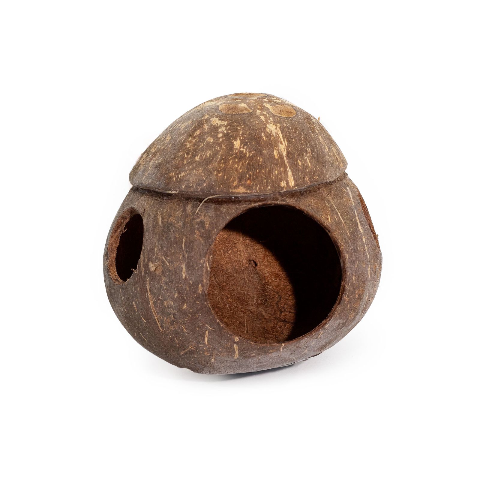 Casita para aves de coco natural - con gancho - 13 cm