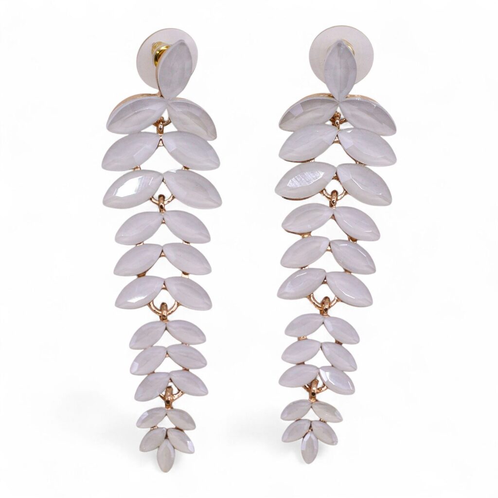 Pendientes de Cristal Vintage - Largo - Perla