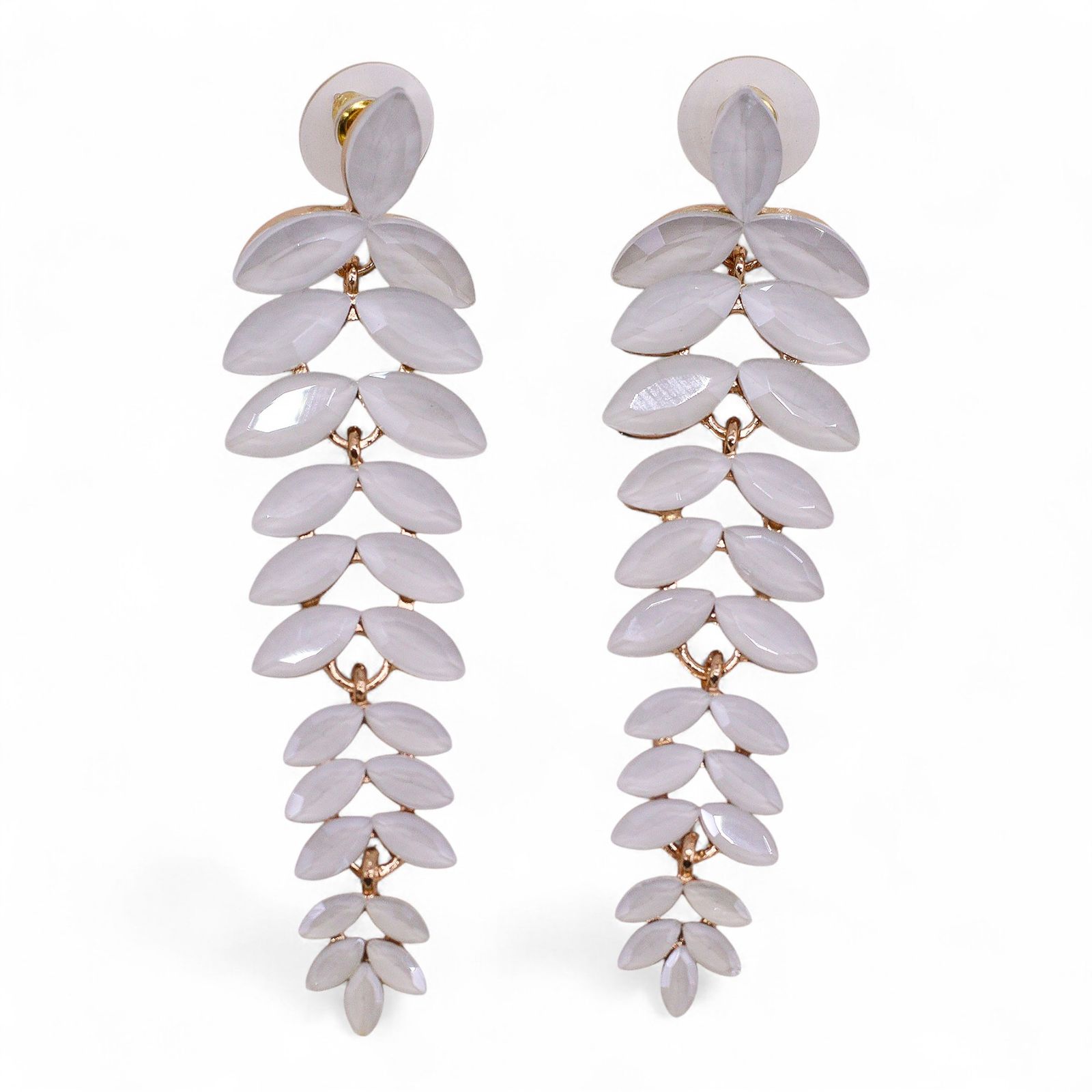 Pendientes de Cristal Vintage - Largo - Perla
