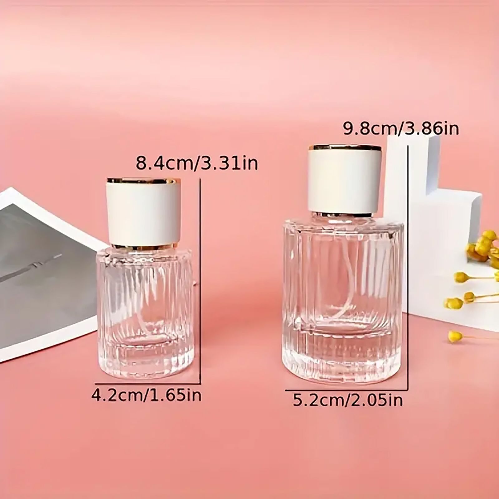 Frasco de vidrio para perfume con pulveridaor y tapa blanca 30 ml - Imagen 8
