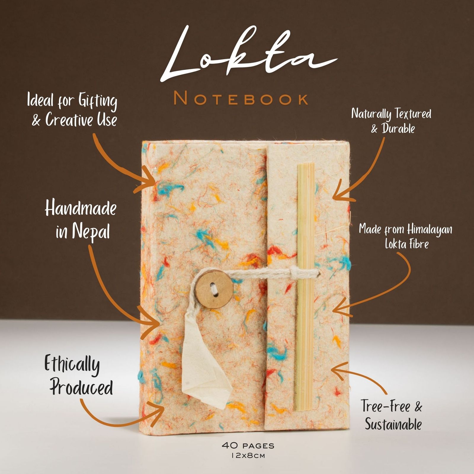 Mini Lokta Mixed Colour Cotton Notebook Lrg (12x8cm) 40 leafs - Imagen 2