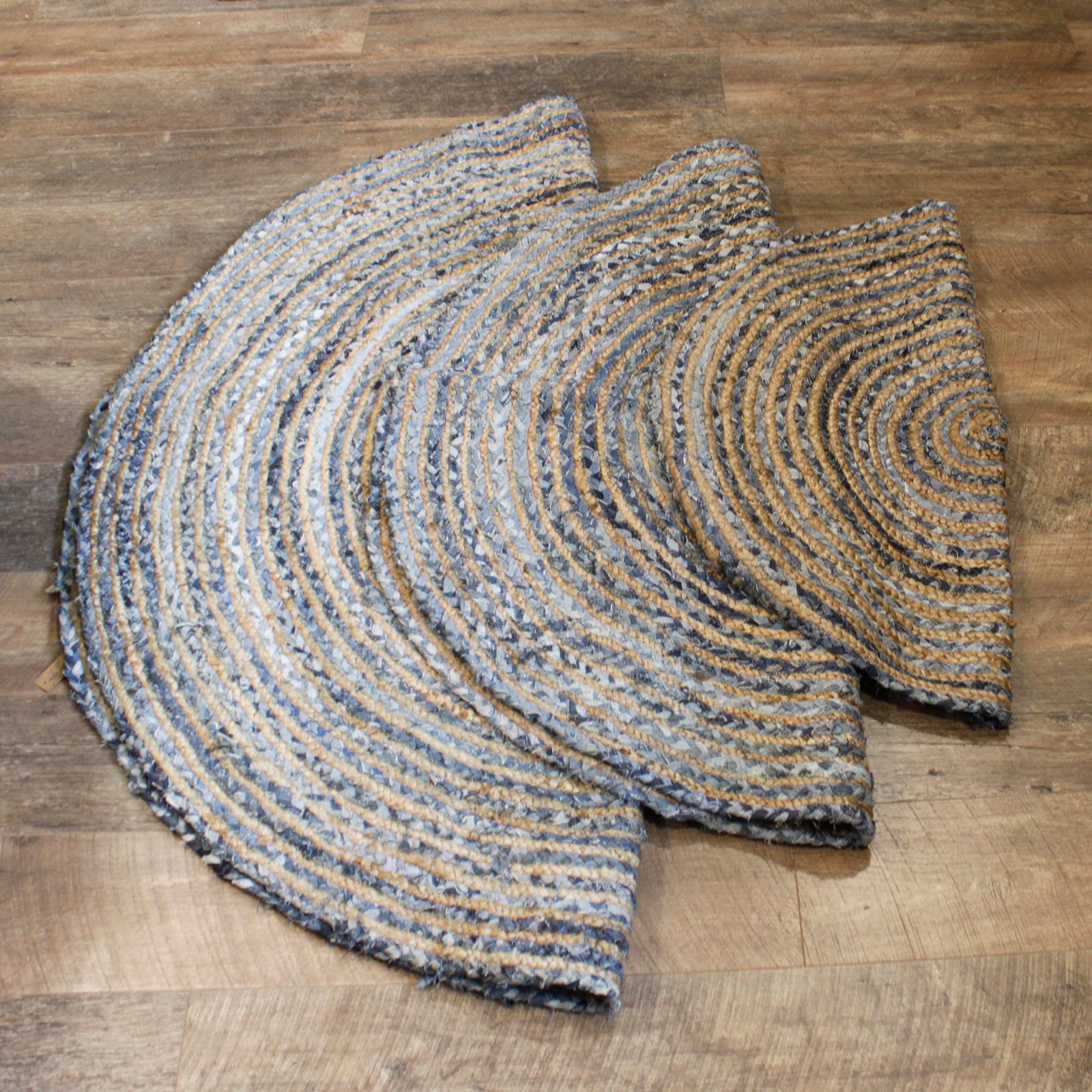 Alfombra Redonda de Yute y Reciclaje de Mezclilla - 90 cm - Imagen 3