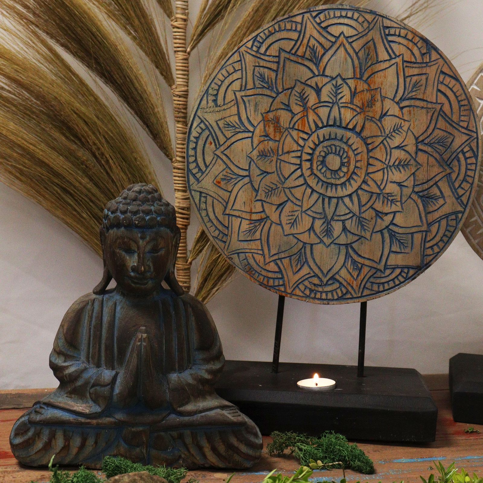 Buddha Feng Shui Set - Mandala Floral - Azul - Imagen 3