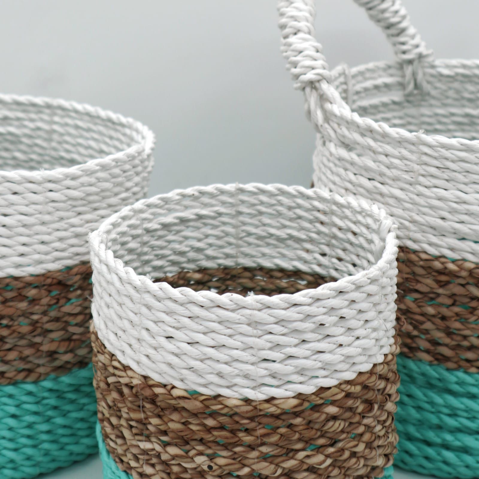 Juego de cestas de algas marinas - Verde/Natural/Blanco - Imagen 5