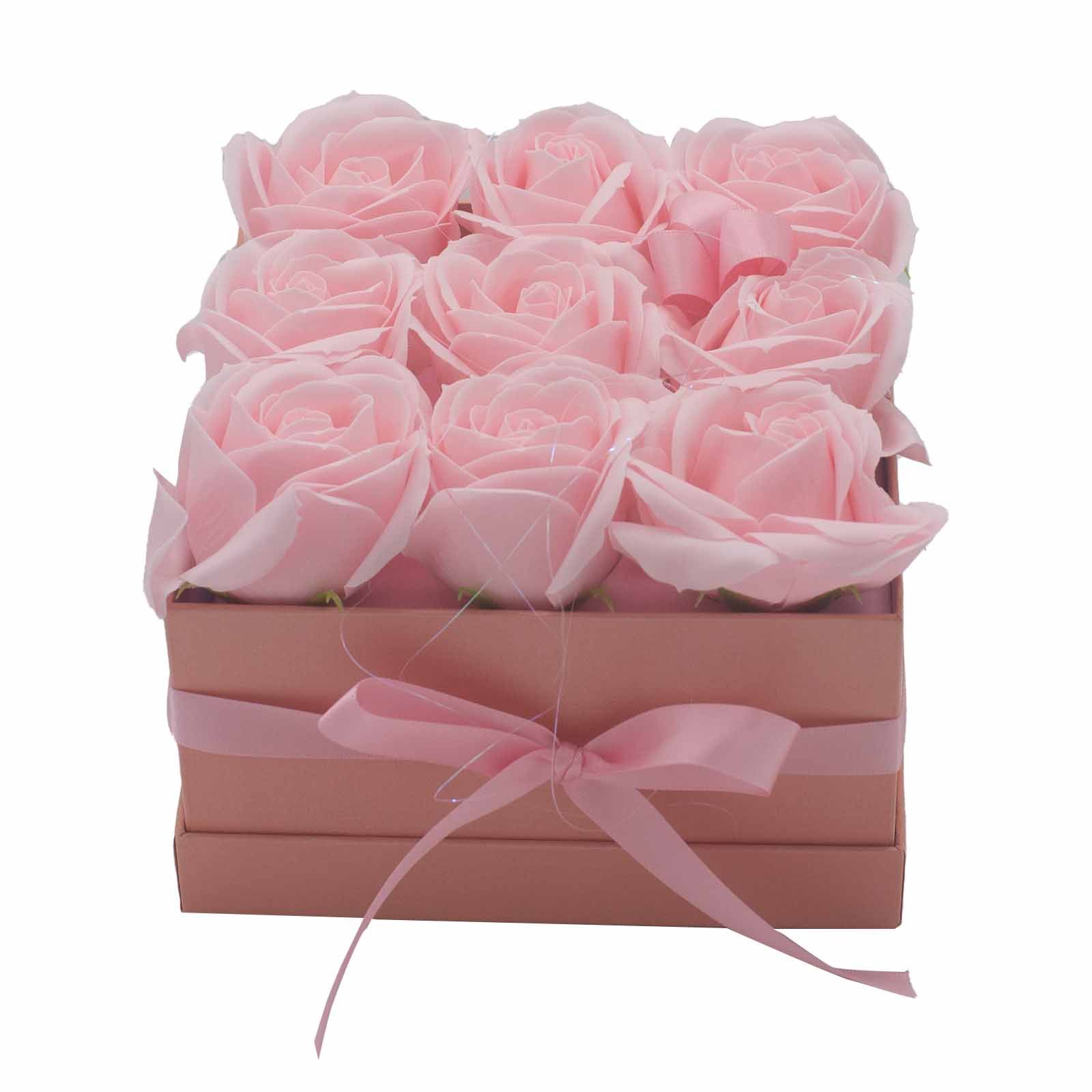 Caja de Regalo - Flor de Jabón 9 Rosas Rosas - cuadrado - Imagen 7