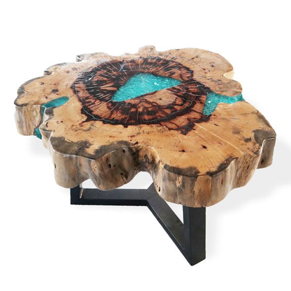 Mesa de Café de Tamarindo y resina - Agua - Imagen 2