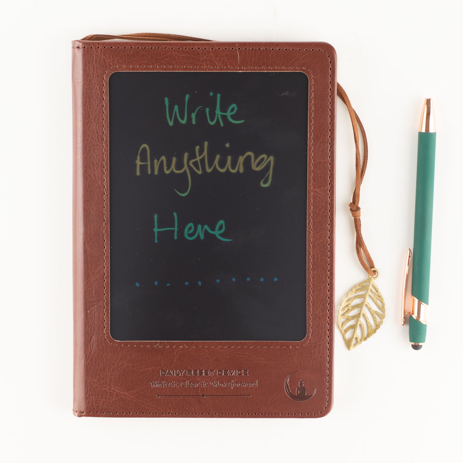 A5 Cuaderno de Intención - Pantalla LCD de limpieza - Efecto cuero marrón - 80 hojas - Imagen 7