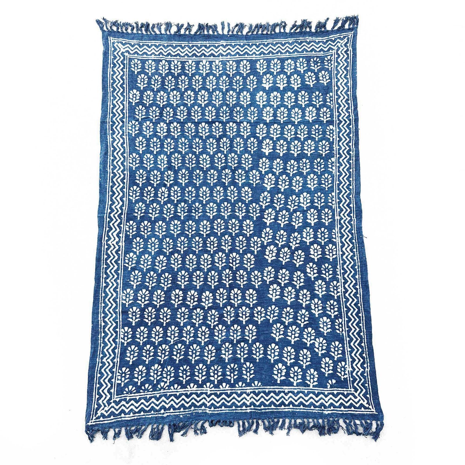 Manta índigo hecha a mano - 170x120cm - Flor de Chhota - Imagen 4