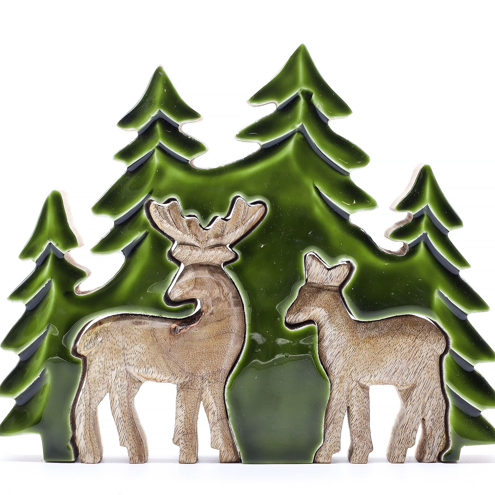 Perdido en el bosque - Dos ciervos en el bosque Decoración de madera 3D - 18x23cm - Imagen 11