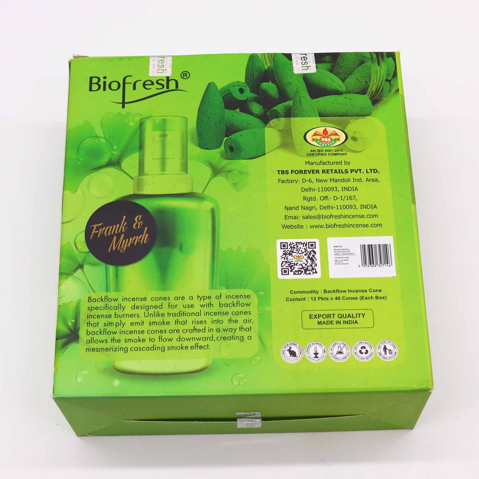 Conos de incienso Biofresh Backflow (40 conos) - Frank & Myrrh - Imagen 5