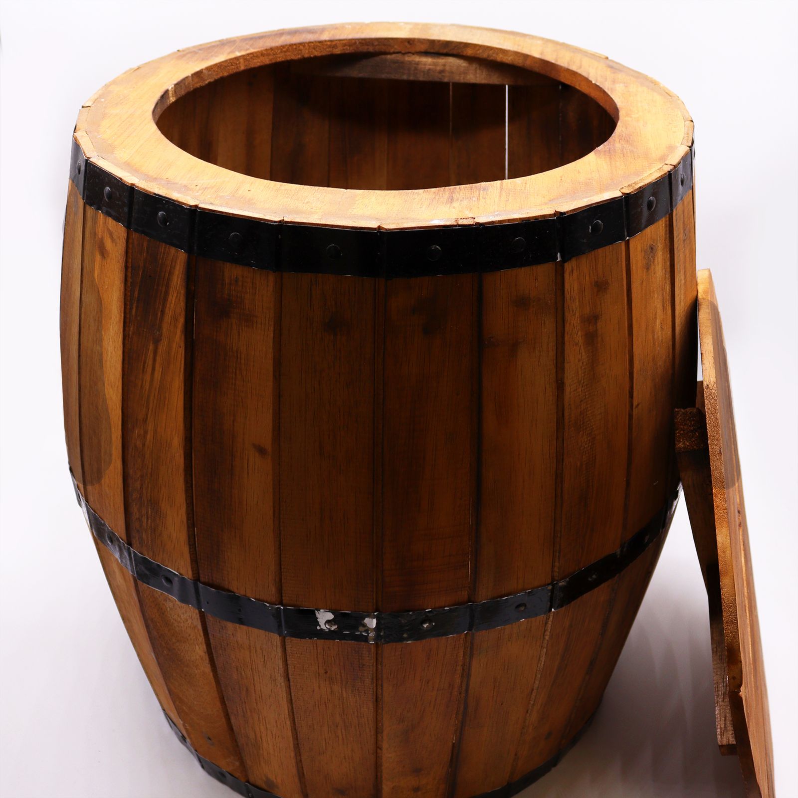 Mesa de barril de cerveza y soporte para parasol – Madera natural 60 x 48,5 cm - Imagen 5