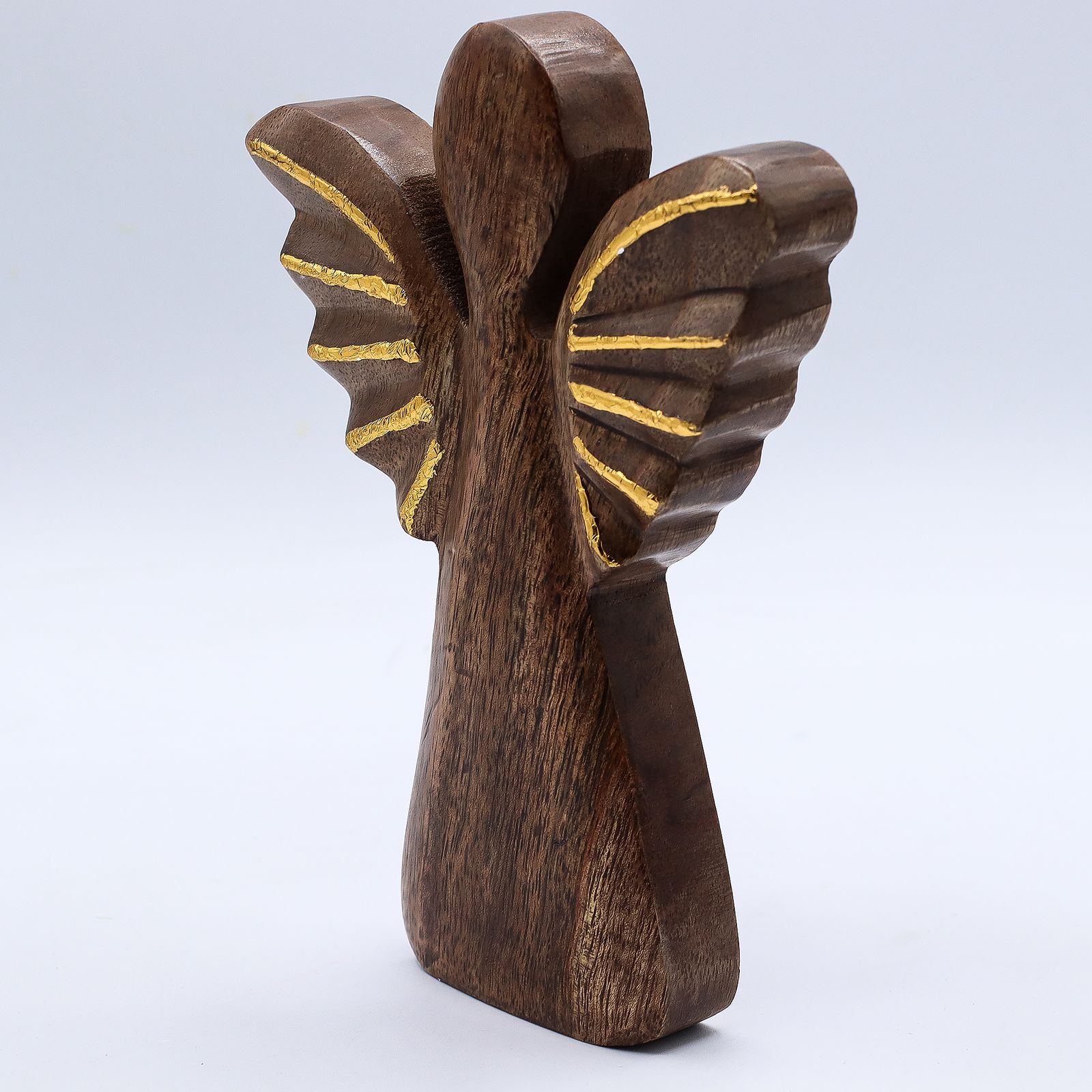 Ángel grande de madera de mango - decoración dorada - Imagen 3
