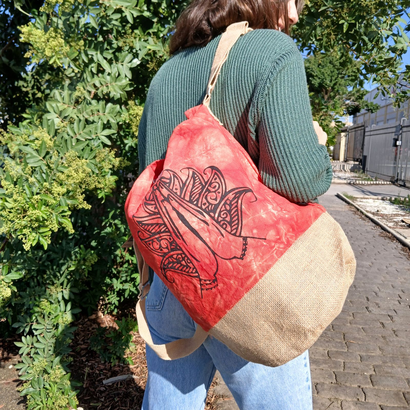 Mochila 100% Natural - Efecto Lavado Naranja - Mano Namaste - Imagen 2