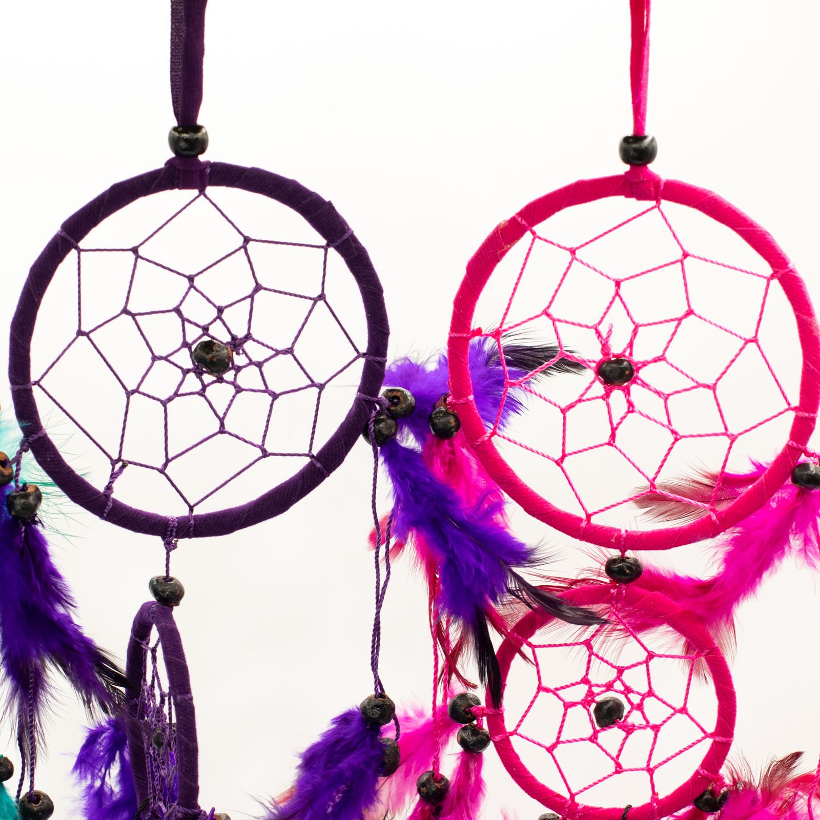 Atrapasueños Bali aro mediano - Turquesa/Rosa/Morado - Imagen 4