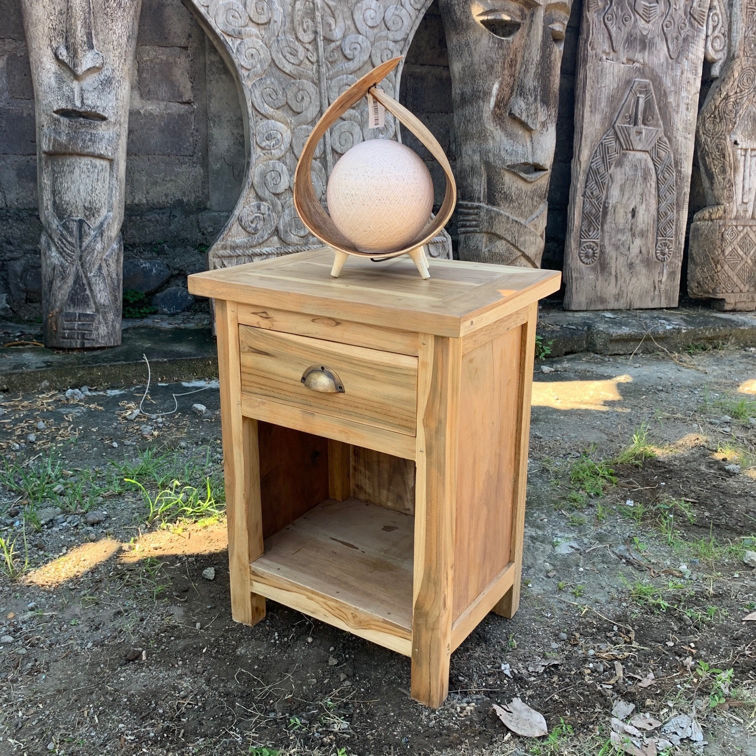 Mesita de noche - Clásica - Madera reciclada - Imagen 2